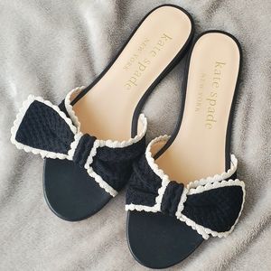 NEW Kate Spade Black Bow Slide Sandals Size 9.5